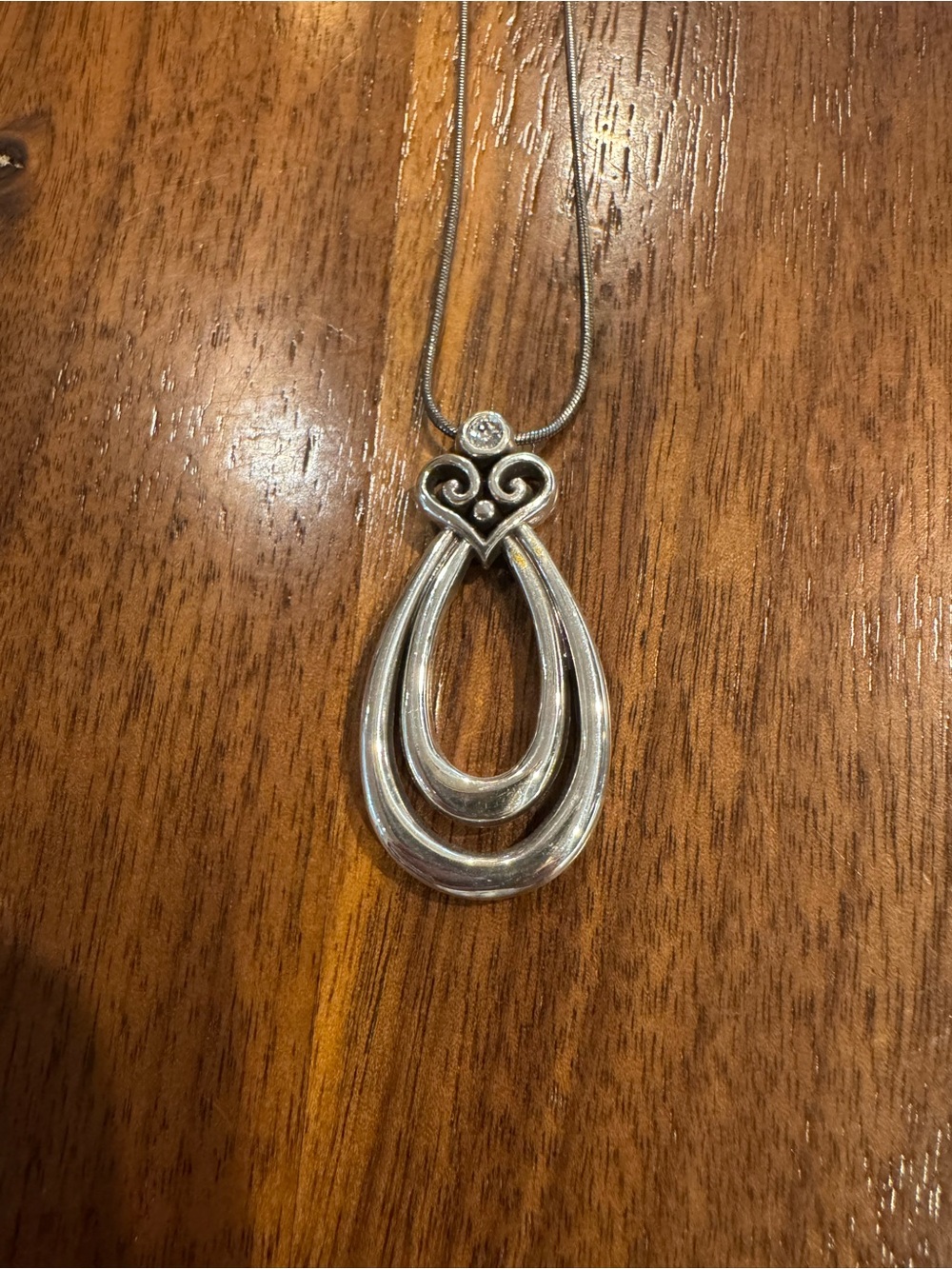 Brighton Silver Double Teardrop Heart Pendant Necklace